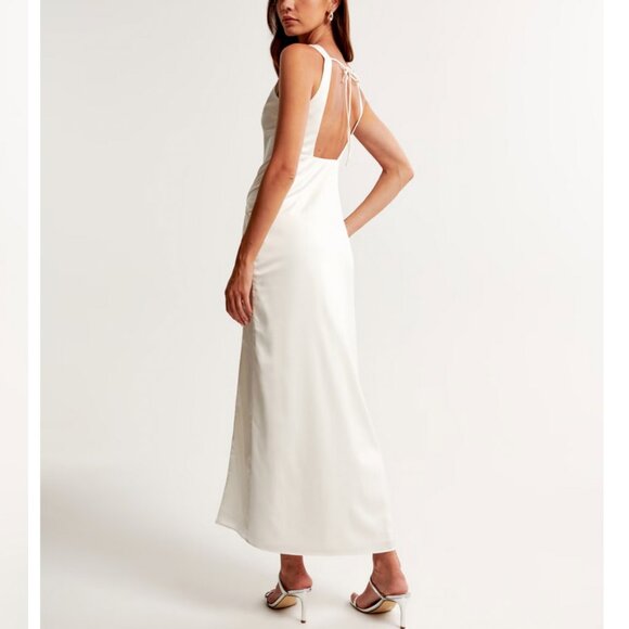 S Petite Abercrombie & Fitch White Draped Skirt Maxi Dress - Picture 2 of 3
